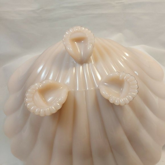 Vtg Cambridge Crown Art Deco Pink Glass 10.5" Sea Shell Footed Bowl cottage core - Picture 8 of 10